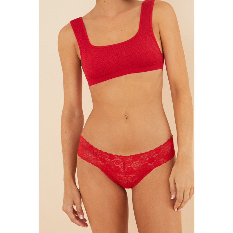 womensecret Červené čipkované tangá 47582547