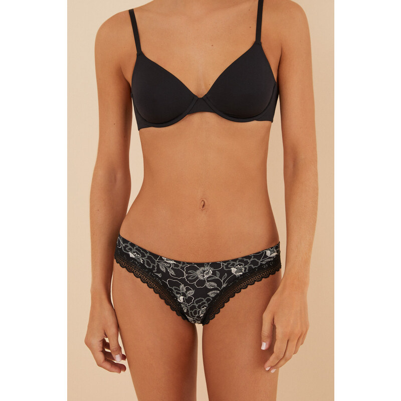 womensecret Klasické nohavičky z mikrovlákna s čipkou 47582556