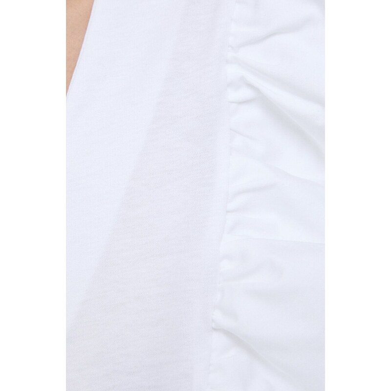 Bavlnená blúzka Karl Lagerfeld biela farba, jednofarebná