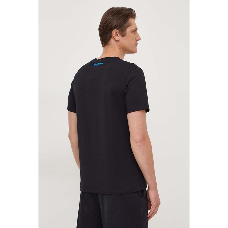 Bavlnené tričko Karl Lagerfeld pánsky, čierna farba, s nášivkou