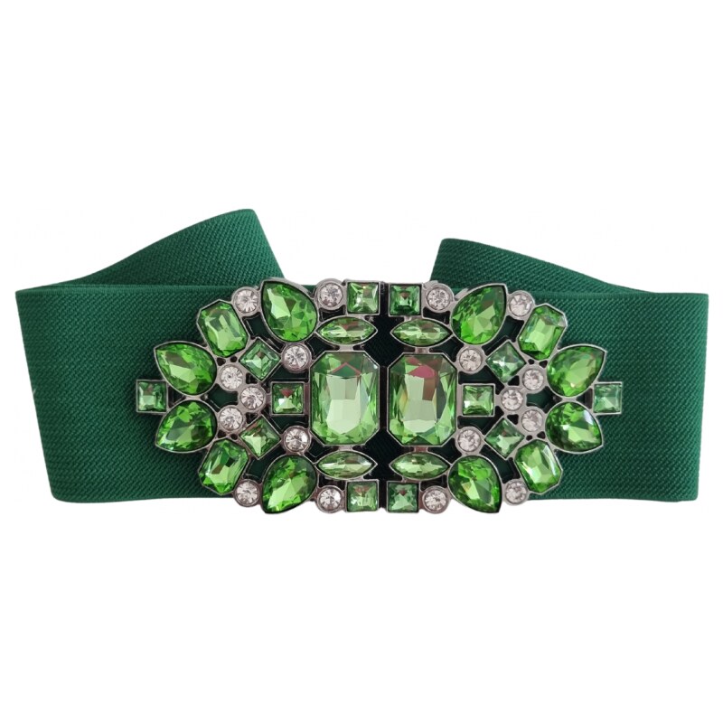 E-shop Katrins Fashion Zelený Gumičkový opasok s prackou