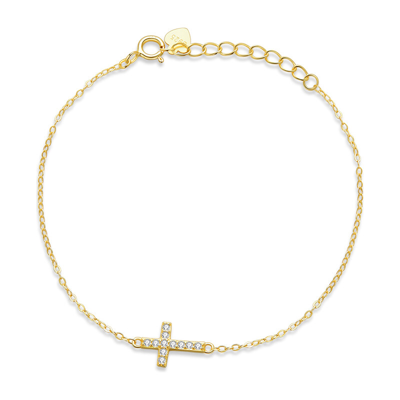 Ligot Strieborný pozlátený náramok krížik 47599330