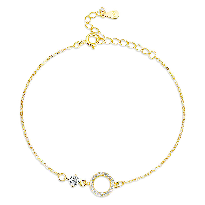 Ligot Strieborný pozlátený náramok kruh so zirkónmi 47599327