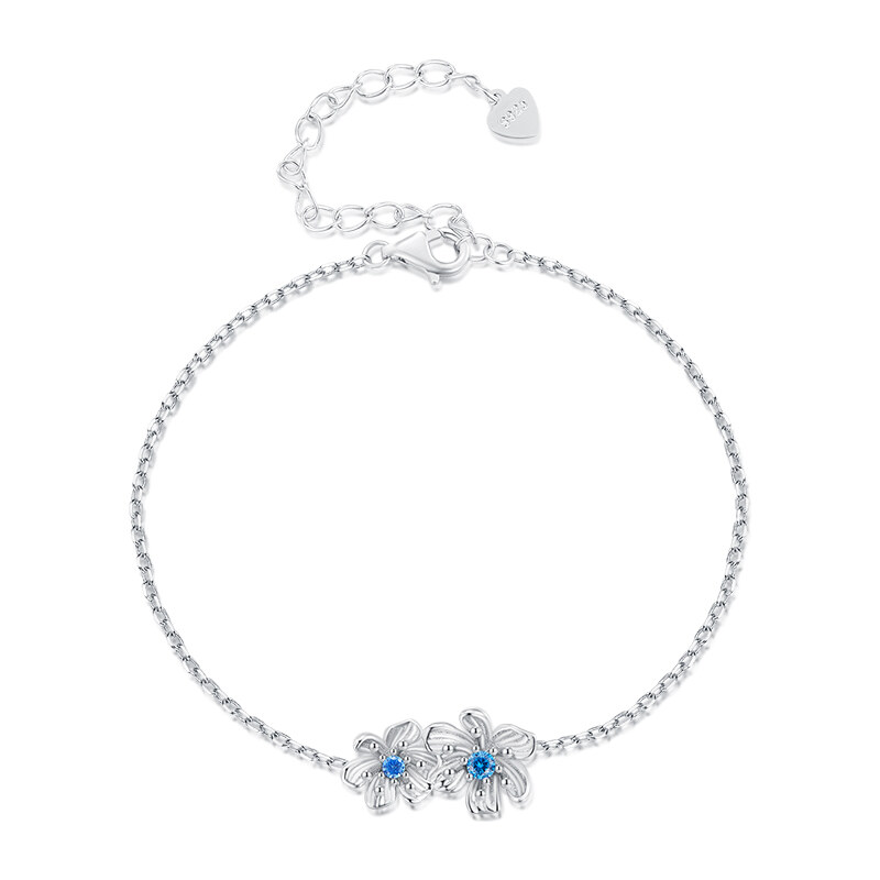 Ligot Strieborný náramok modrý kvet 47599345