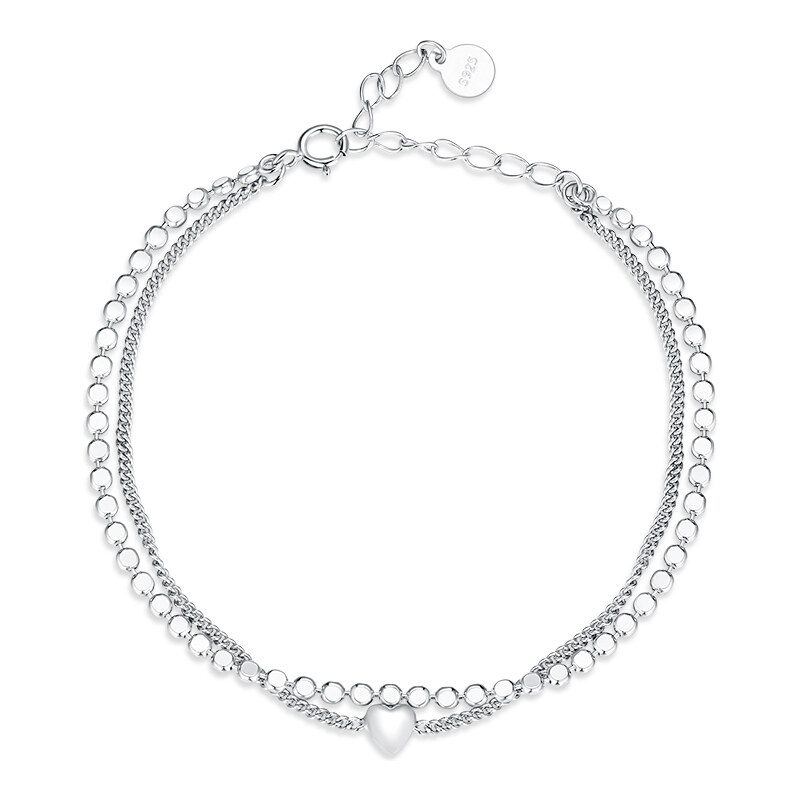 Ligot Strieborný náramok dvojvrstvový so srdiečkom 47599350