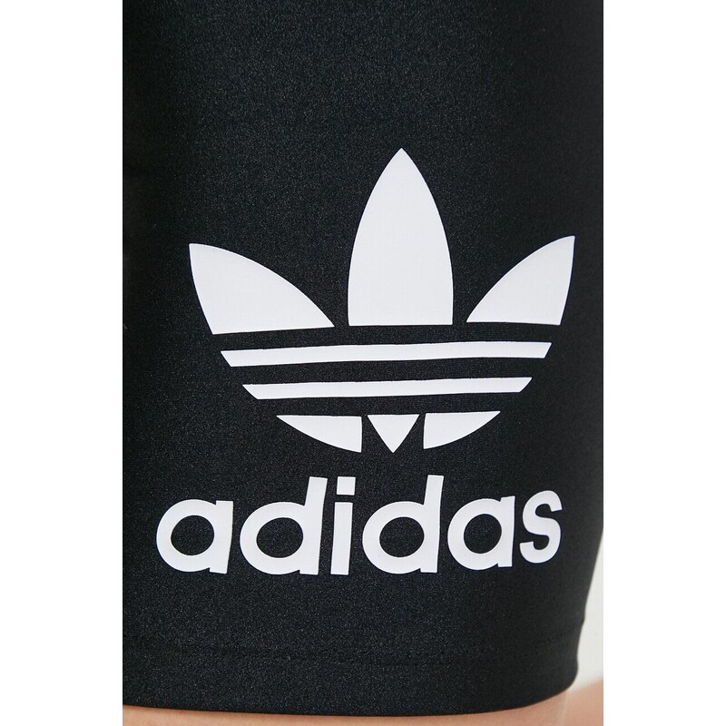 Šortky adidas Originals dámske, čierna farba, s potlačou, vysoký pás, IR5520
