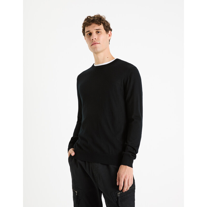 Čierny pánsky vlnený sveter Celio 56854182