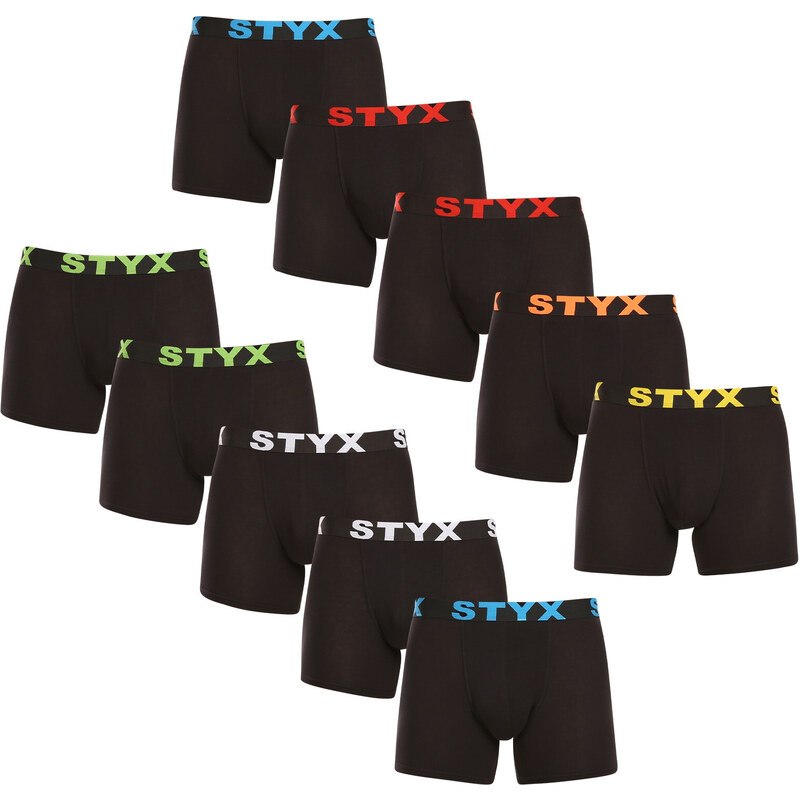10PACK pánske boxerky Styx long športová guma čierne (10U9601) 47607951