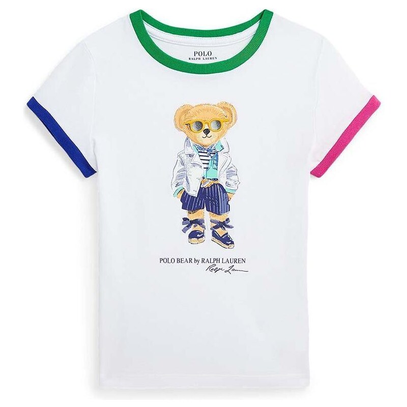 Detské bavlnené tričko Polo Ralph Lauren biela farba