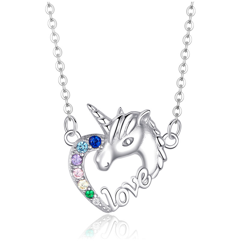 Ligot Strieborný náhrdelník farebný jednorožec 47631401