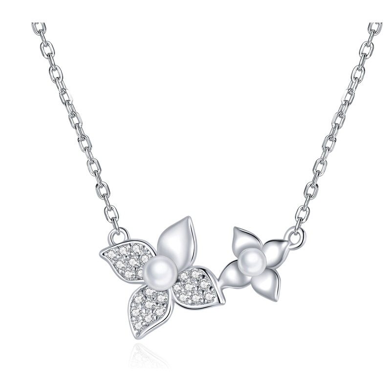 Ligot Strieborný náhrdelník kvety 47631415