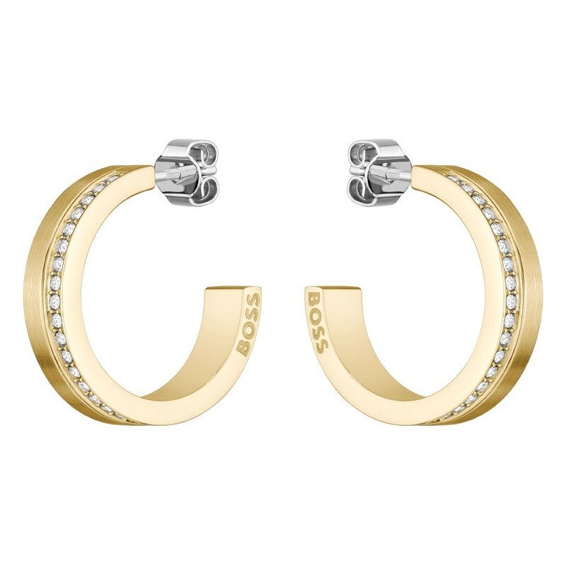 Hugo Boss Slušivé pozlátené kruhové náušnice 1580522 66580285