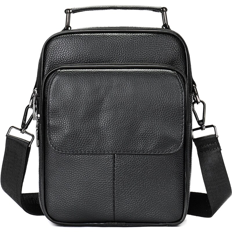 Kožená pánska crossbody taška Gregorio 20x26x8 cm čierna 62350578