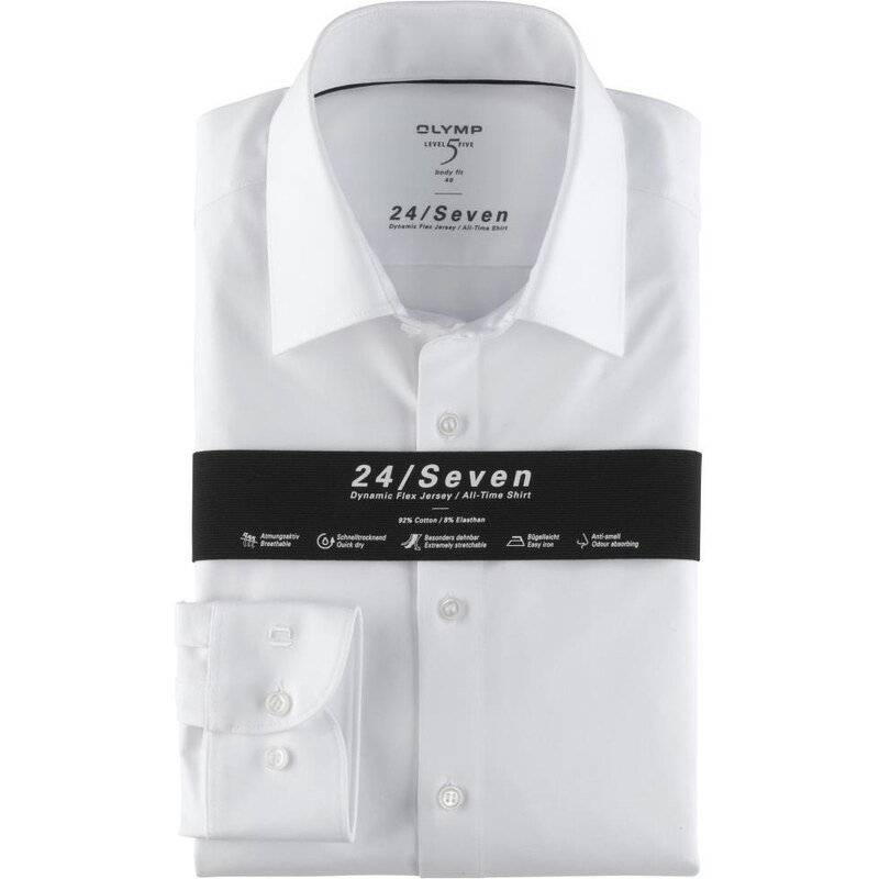 Pánska biela elastická Flex jersey košeľa 24/Seven OLYMP body fit 47634928