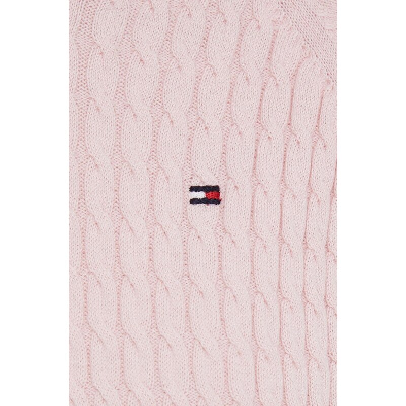 Bavlnený sveter Tommy Hilfiger ružová farba,tenký,WW0WW41142