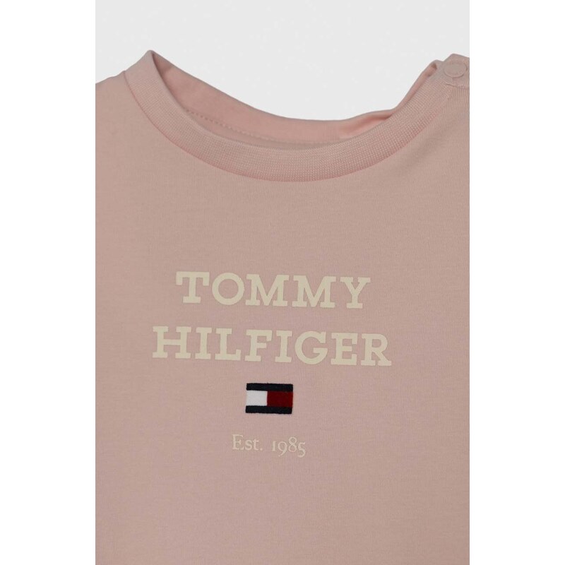 Tričko s dlhým rukávom pre bábätká Tommy Hilfiger ružová farba