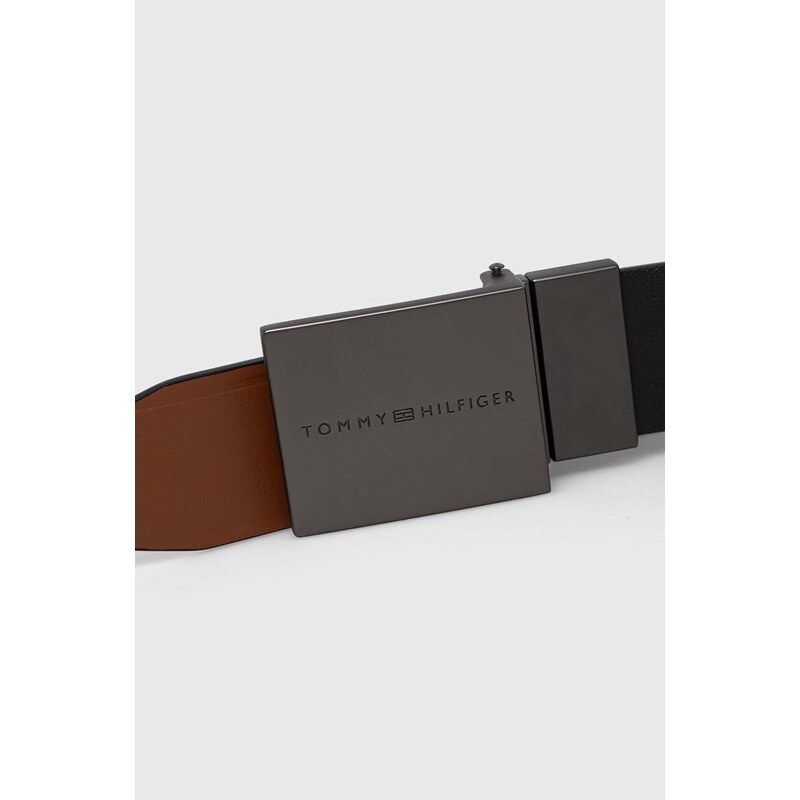 Obojstranný kožený opasok Tommy Hilfiger pánsky,čierna farba,AM0AM12063