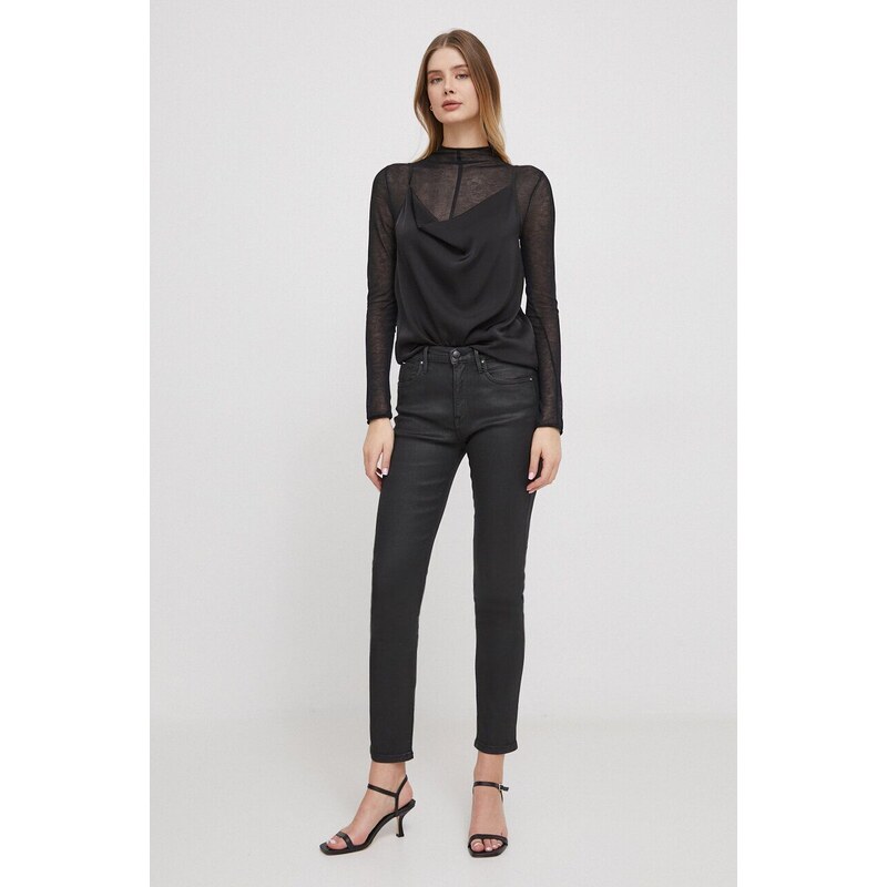 Tričko s dlhým rukávom Calvin Klein Jeans dámsky, čierna farba, J20J222925