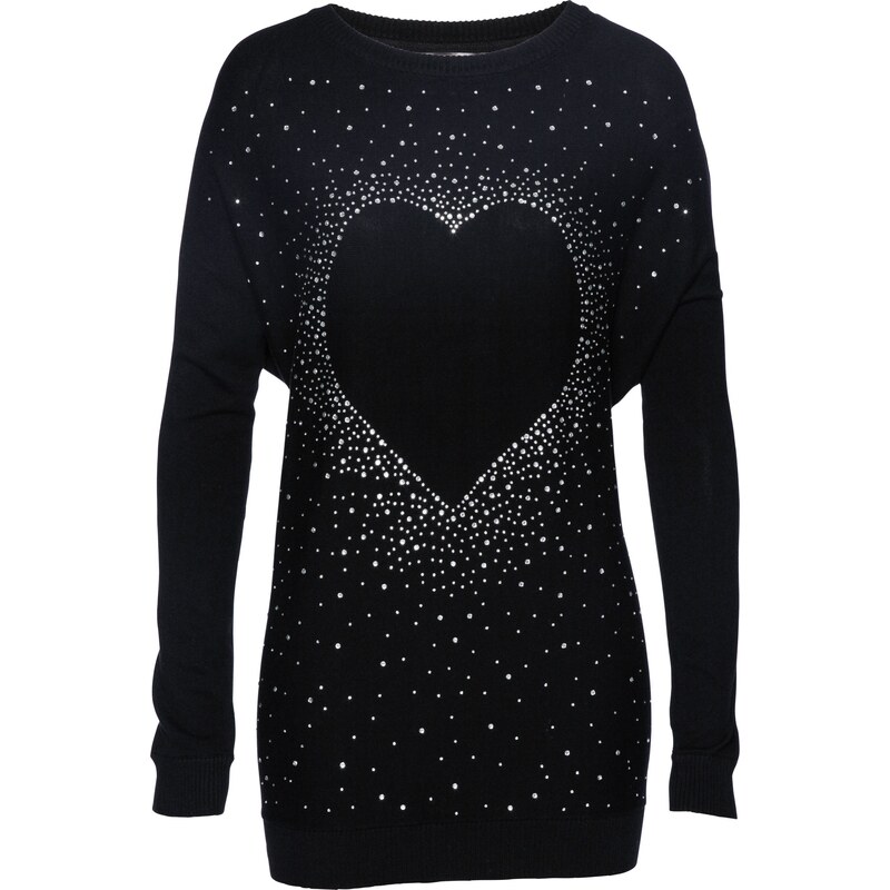 bonprix Dlhý pulóver z bavlneného mixu, farba čierna 44789265