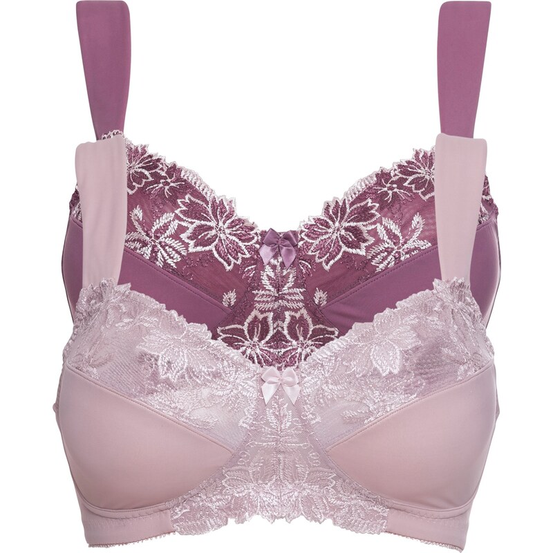 bonprix Podprsenka bez kostíc 2 ks, vystužené ramienka, farba fialová 44732116