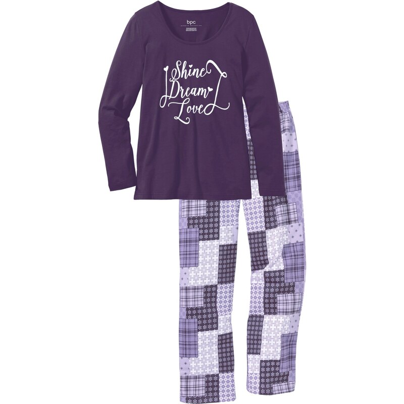 bonprix Pyžamo z čistej bio bavlny, farba fialová 45326967