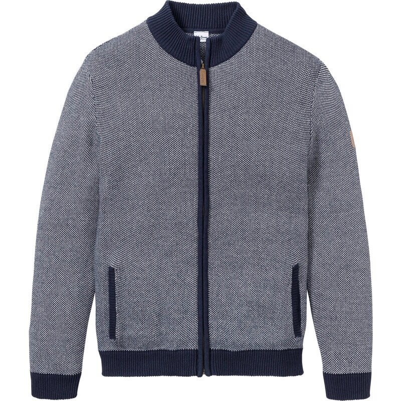 bonprix Pletený sveter so stojačikom, z čistej bavlny, farba modrá 45061473