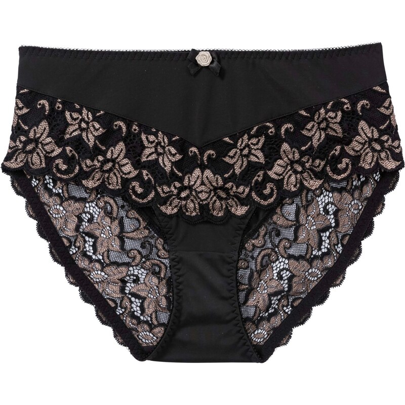 bonprix Maxi nohavičky s jemnou čipkou, farba čierna 44789704