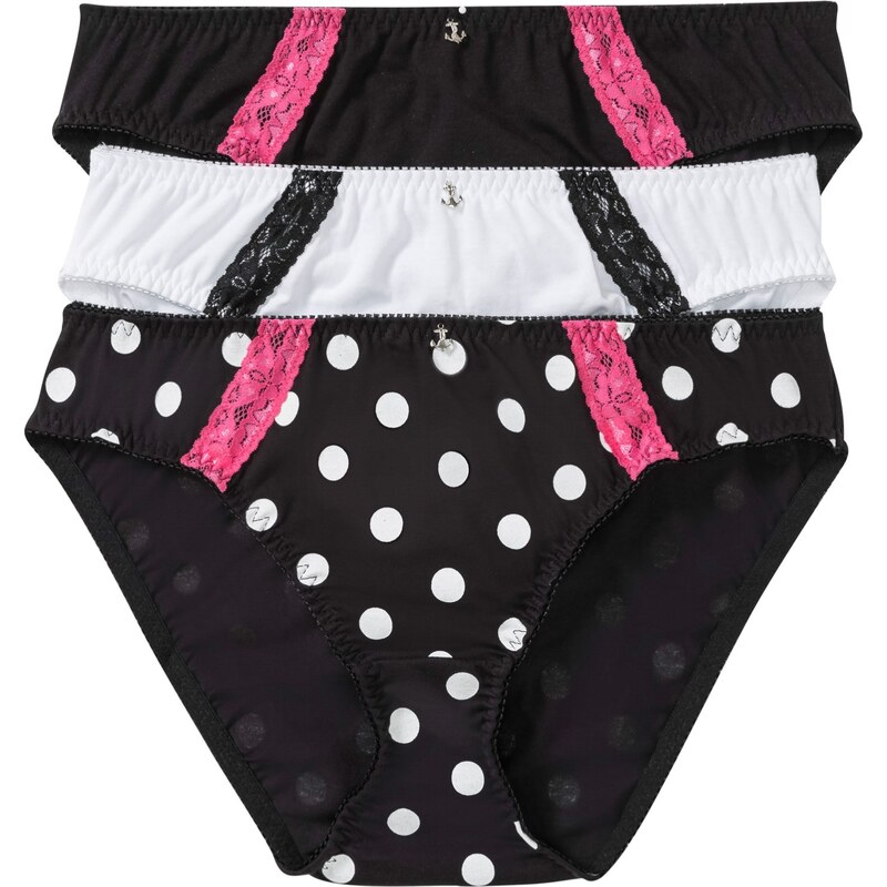 bonprix Nohavičky (3 ks) bio bavlna, farba čierna 44789829