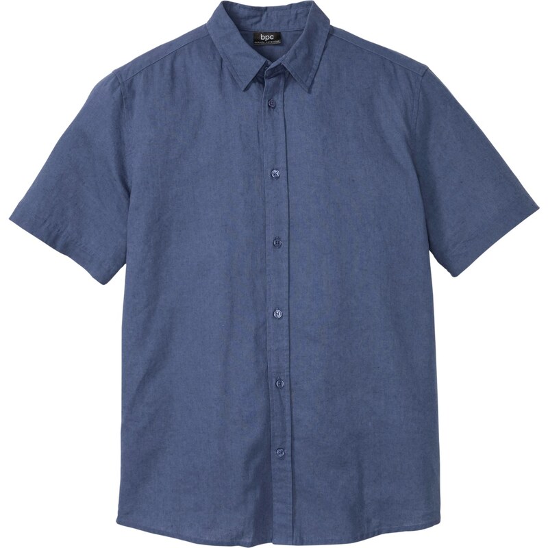 bonprix Košeľa s krátkym rukávom s plátnom, farba modrá 45670581