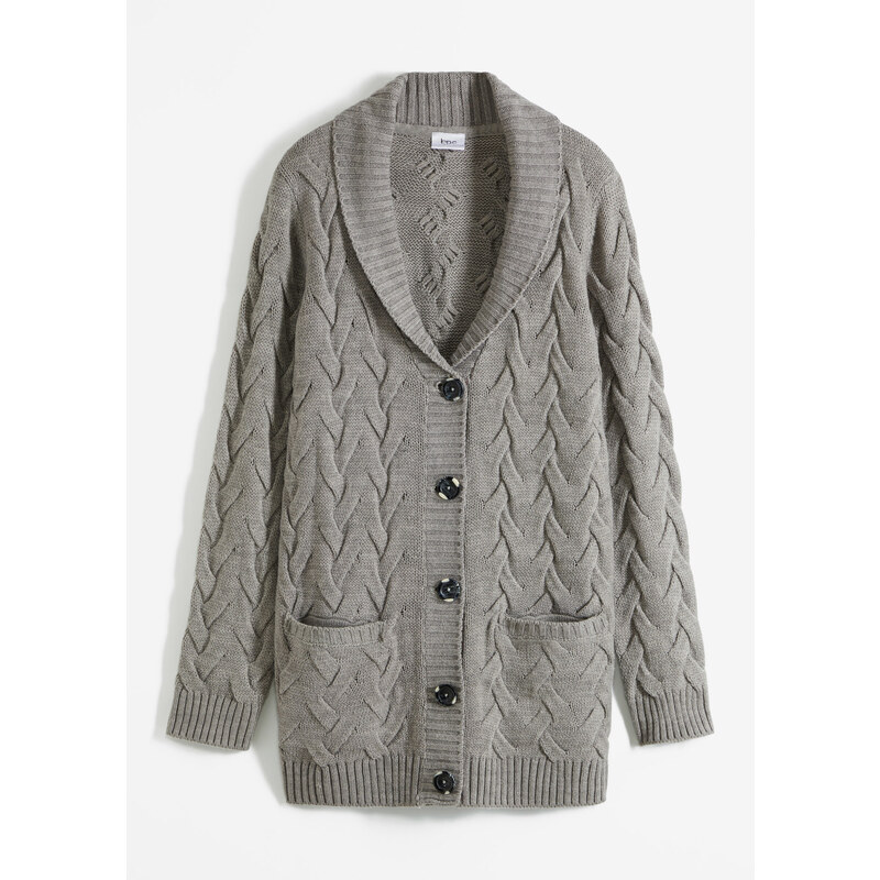 bonprix Pletený sveter so šálovým golierom a osmičkovým vzorom, farba 44790351