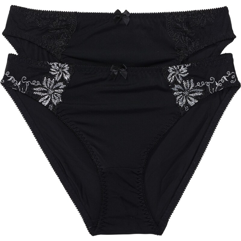 bonprix Nohavičky s jemnou výšivkou (2 ks), farba čierna 44736159