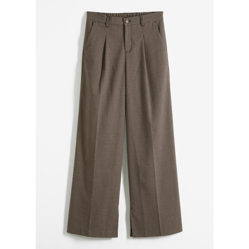 bonprix Nohavice s pukmi, kárované, s odnímateľnou retiazkou, farba 46202087