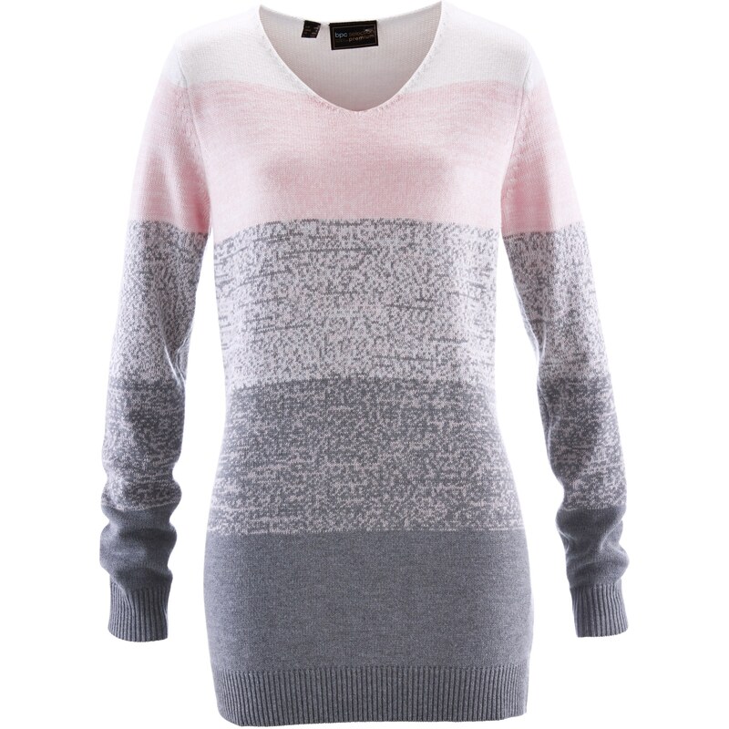 bonprix Dlhý pulóver s kašmírovým podielom, farba ružová 45137756