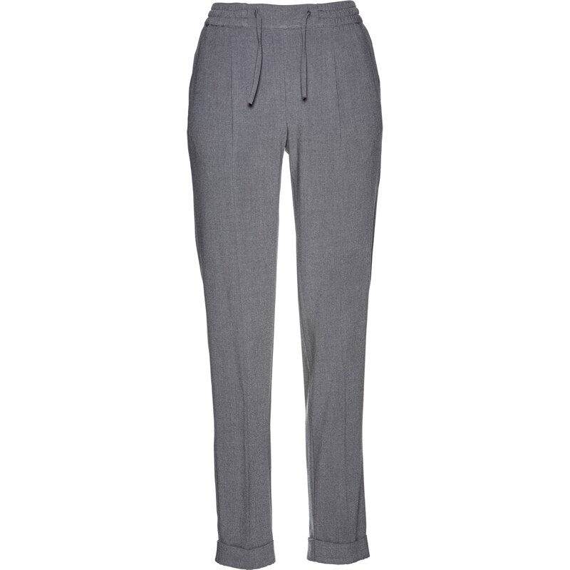 bonprix Nohavice so záhybmi na páse, farba šedá 47740594