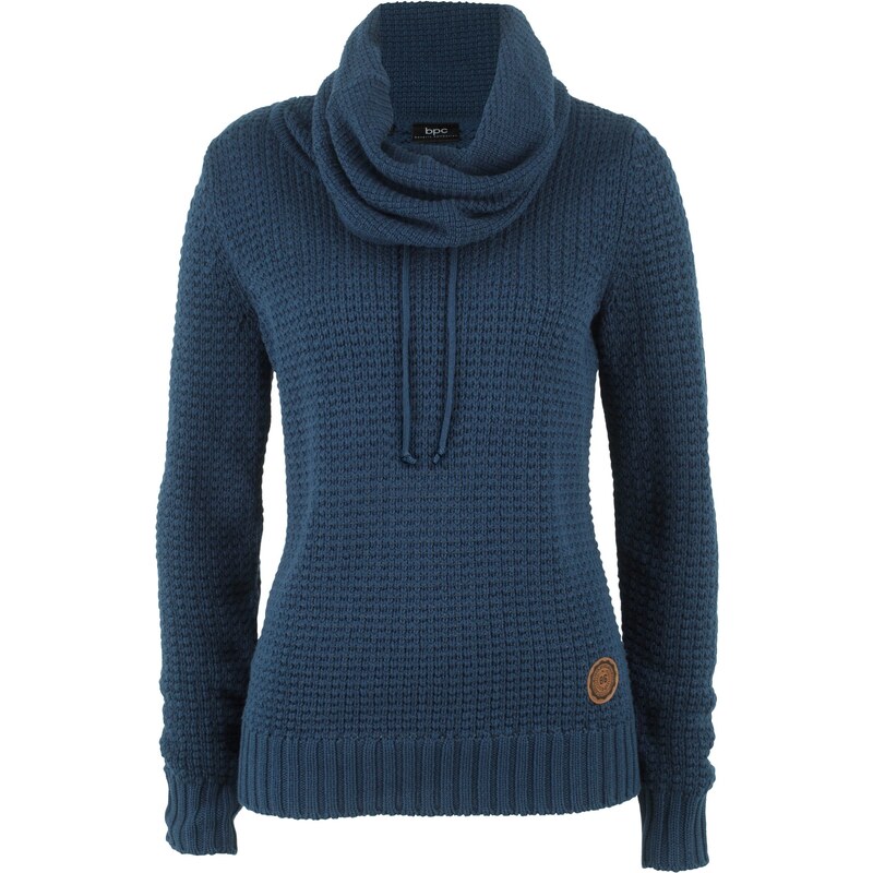 bonprix Pulóver s rolákom so šnúrkou, farba modrá 44799167