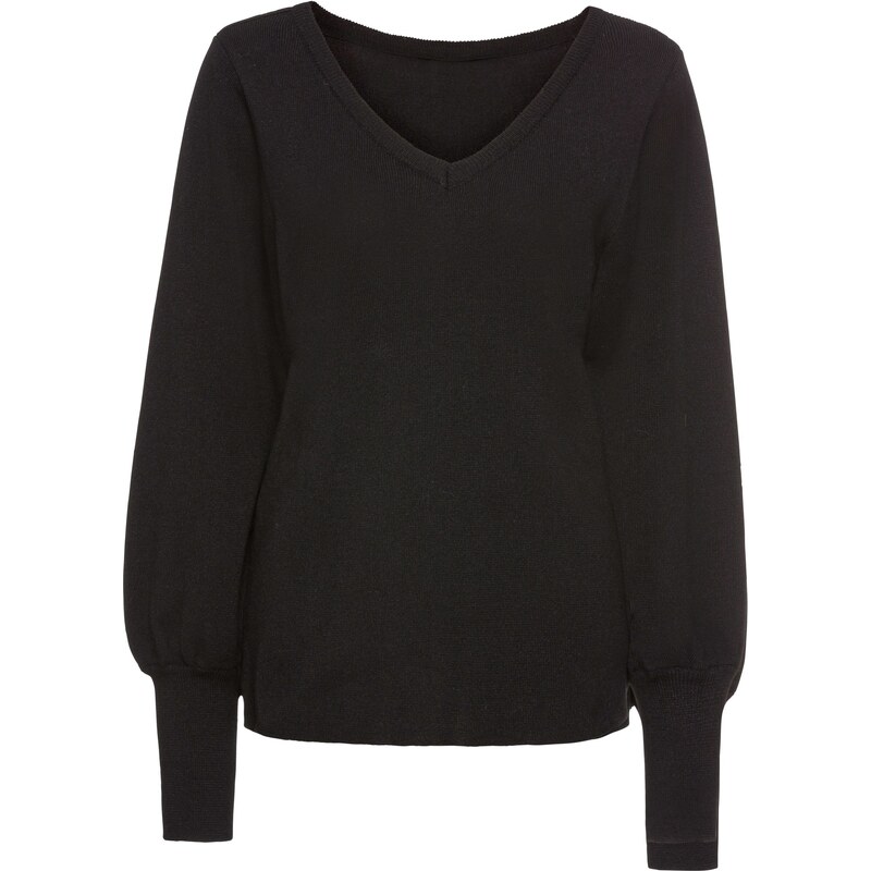 bonprix Jemne pletený pulóver z udržateľnej viskózy, farba čierna 44799297