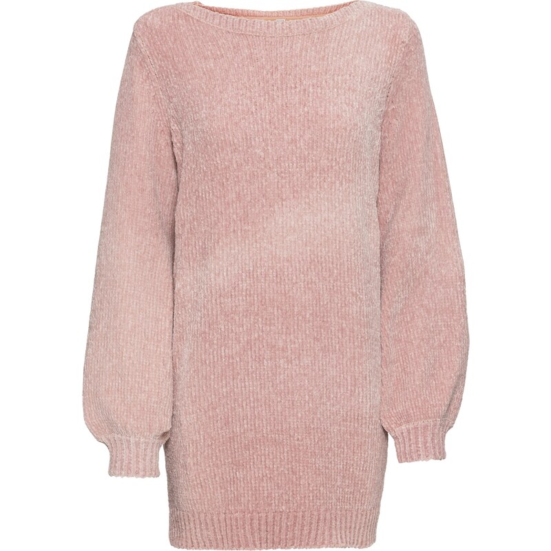 bonprix Ženilkový dlhý pulóver, farba ružová 44799399