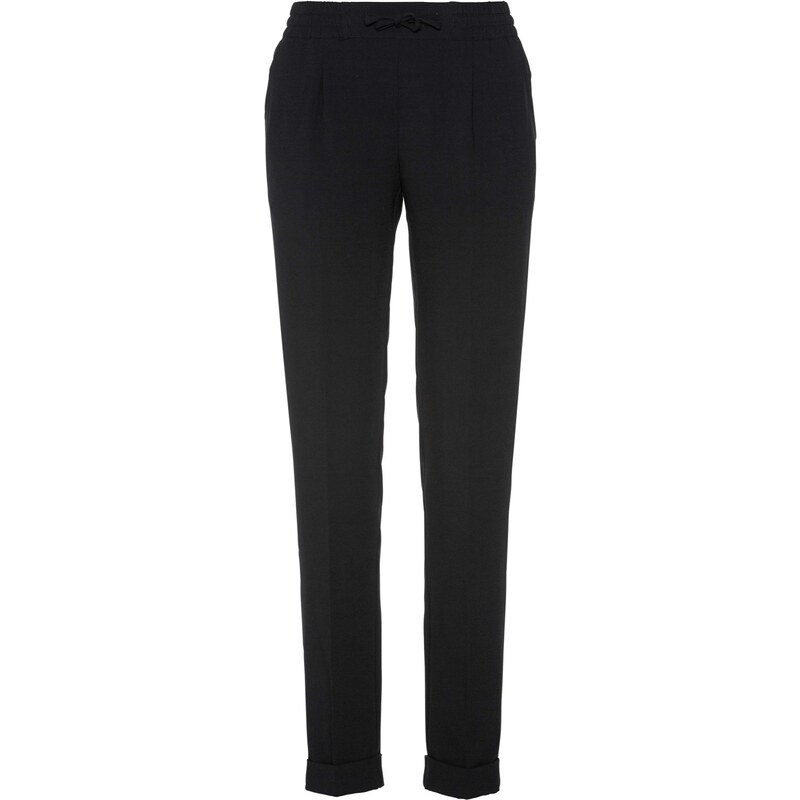 bonprix Nohavice so záhybmi na páse, farba čierna 44799378