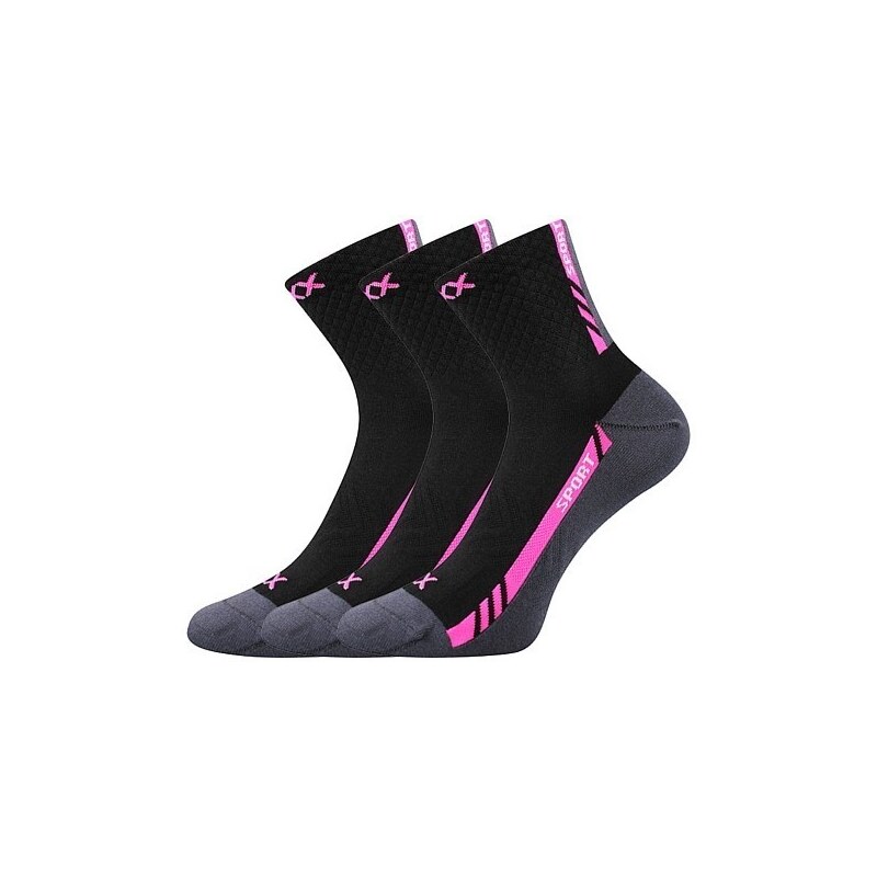 PIUS slabé športové ponožky VoXX Čierna / Magenta 35-38 3 páry 47678239