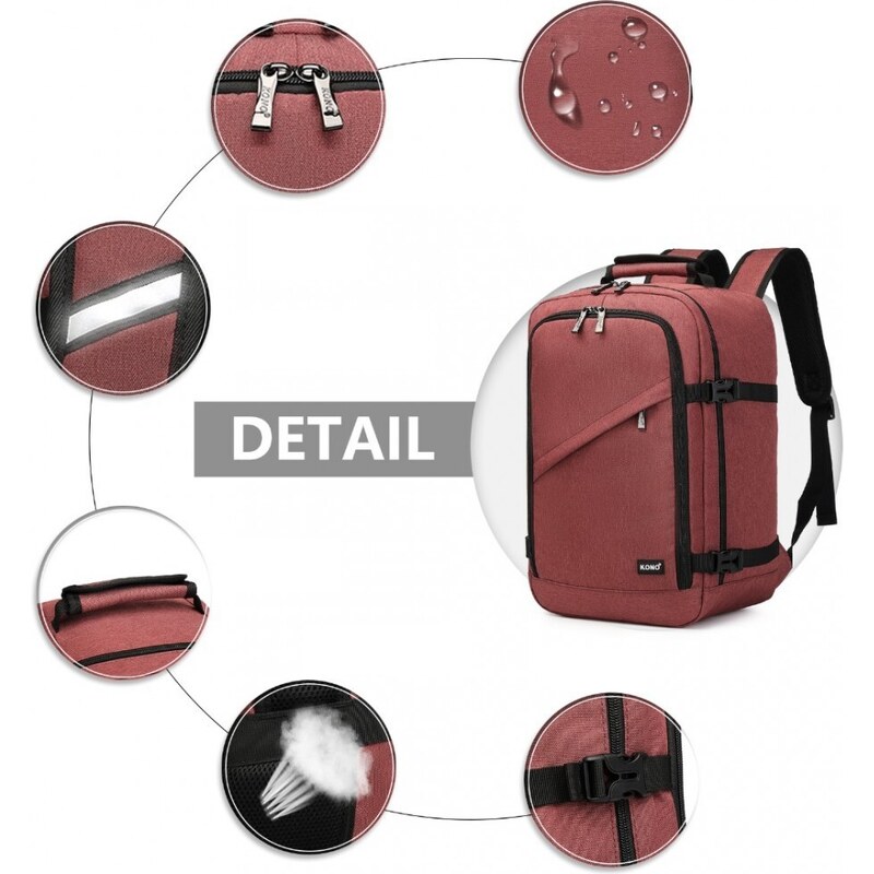 Konofactory Tmavočervený odolný batoh do lietadla "Transporter" - veľ. M
