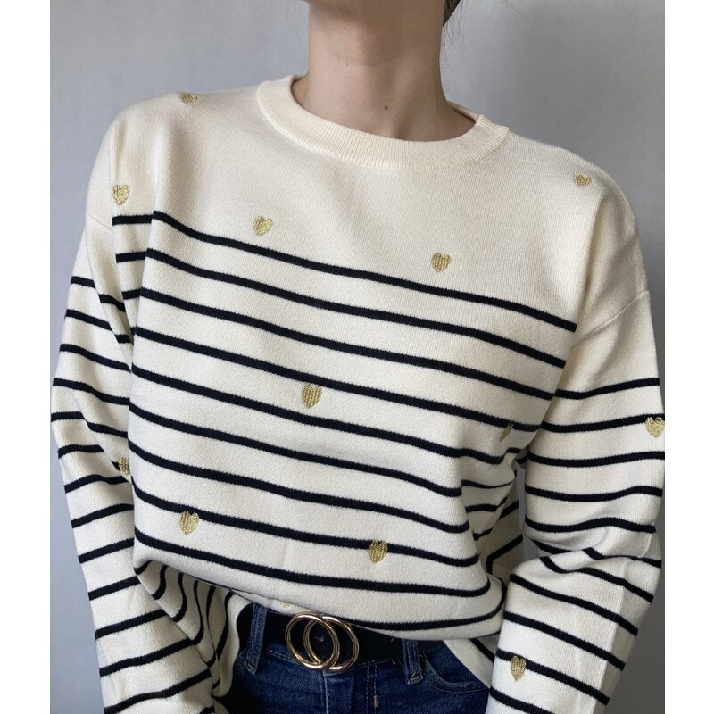 modnenakupy.sk Dámsky pruhovaný sveter HEARTY 47696001