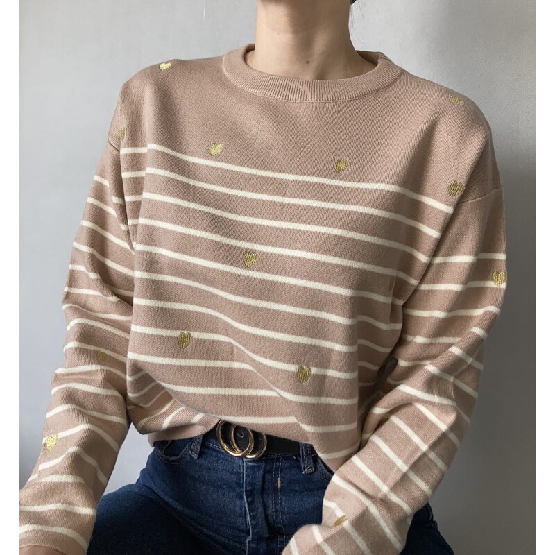 modnenakupy.sk Dámsky pruhovaný sveter HEARTY 47696002