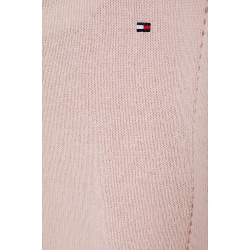 Detský vlnený sveter Tommy Hilfiger ružová farba, tenký