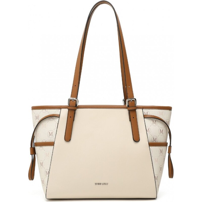 Miss Lulu Kabelka - elegantná, na rameno s monogramom, béžová 47940672