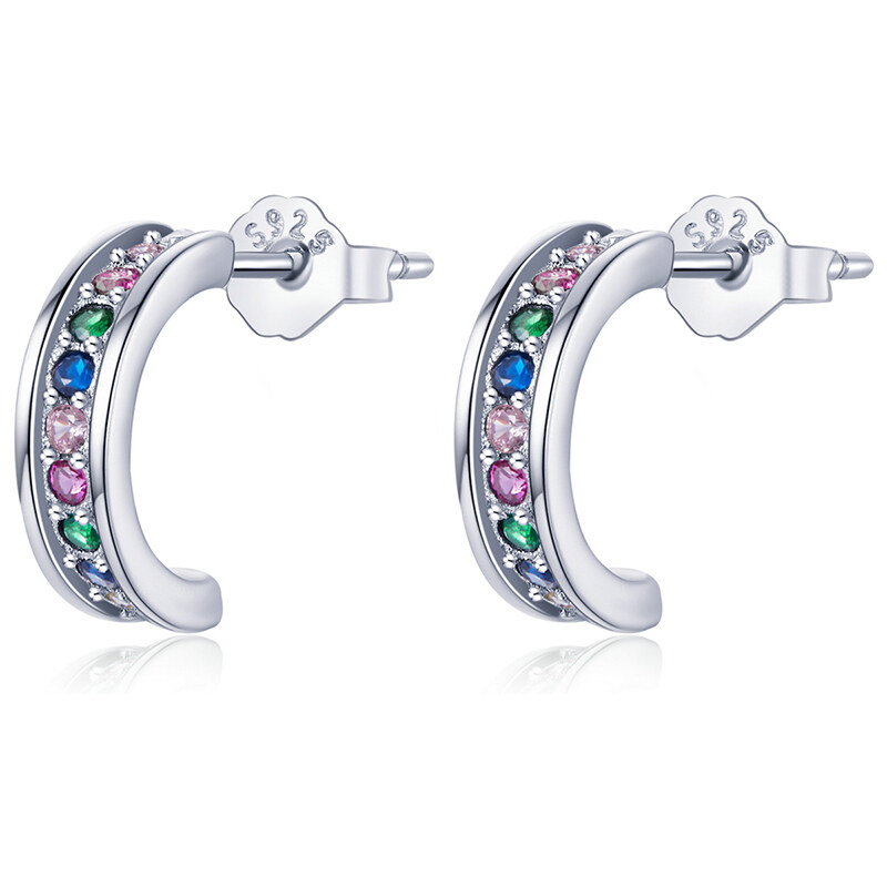 Ligot Strieborné náušnice farebné zirkóny 47739532