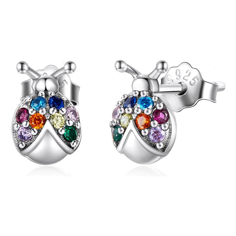 Ligot Strieborné náušnice farebná lienka 47739490