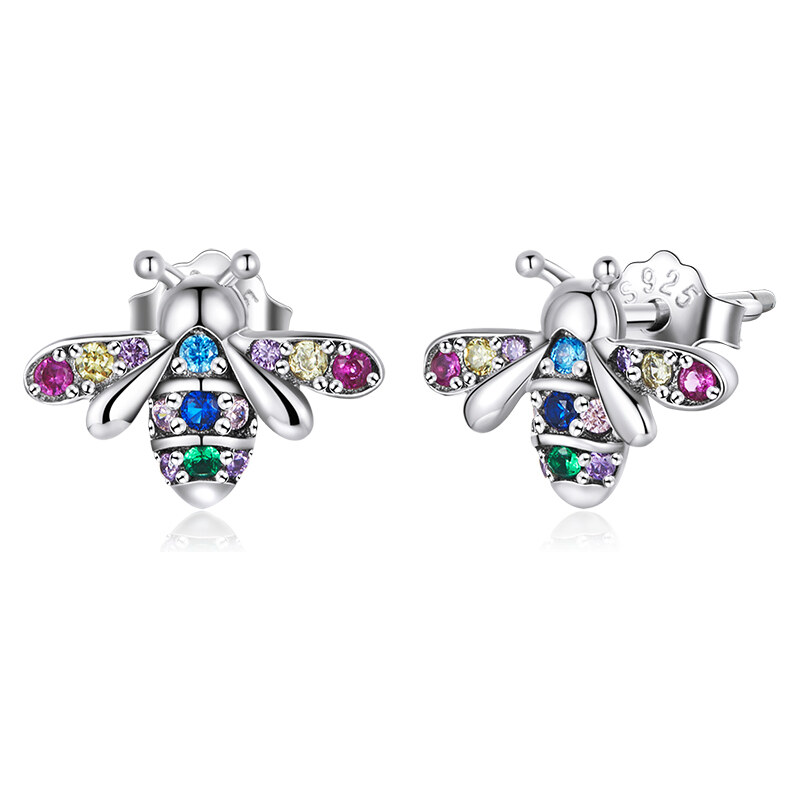 Ligot Strieborné náušnice farebná včela 47739515