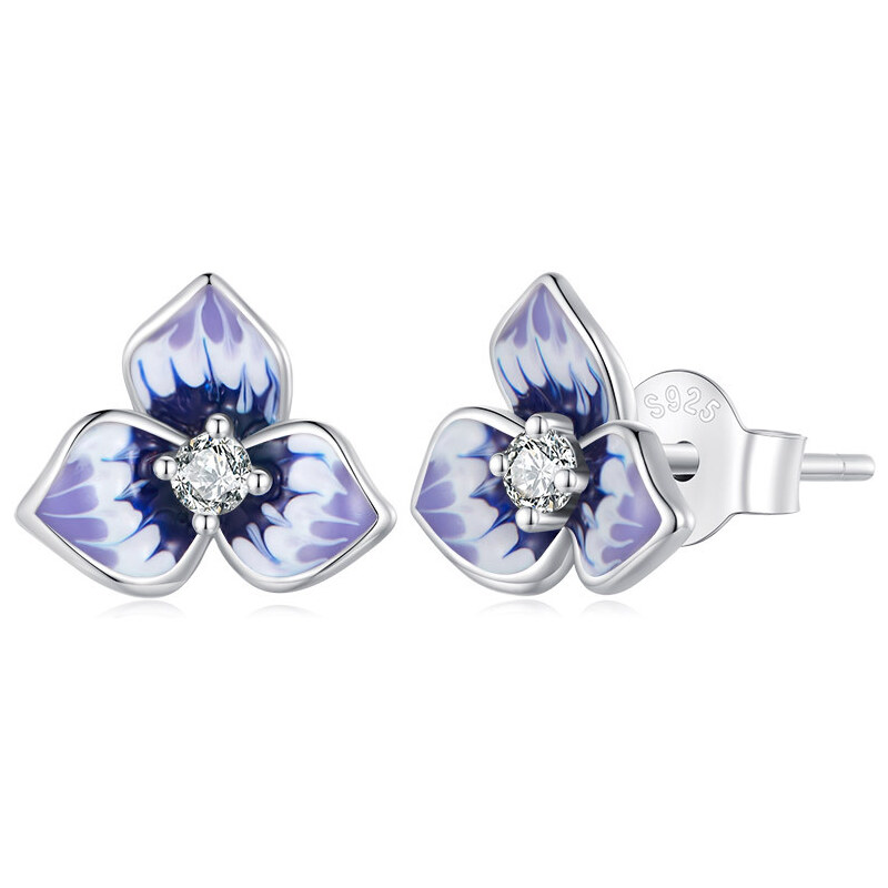 Ligot Strieborné náušnice fialový kvet 47739568