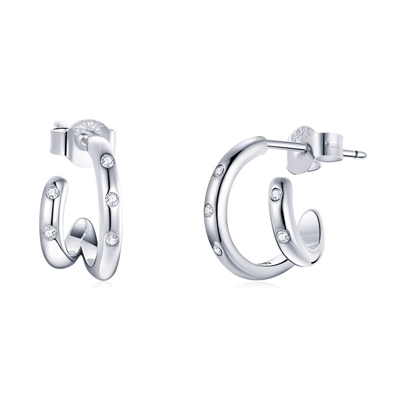 Ligot Strieborné náušnice dvojitý kruh 47739573