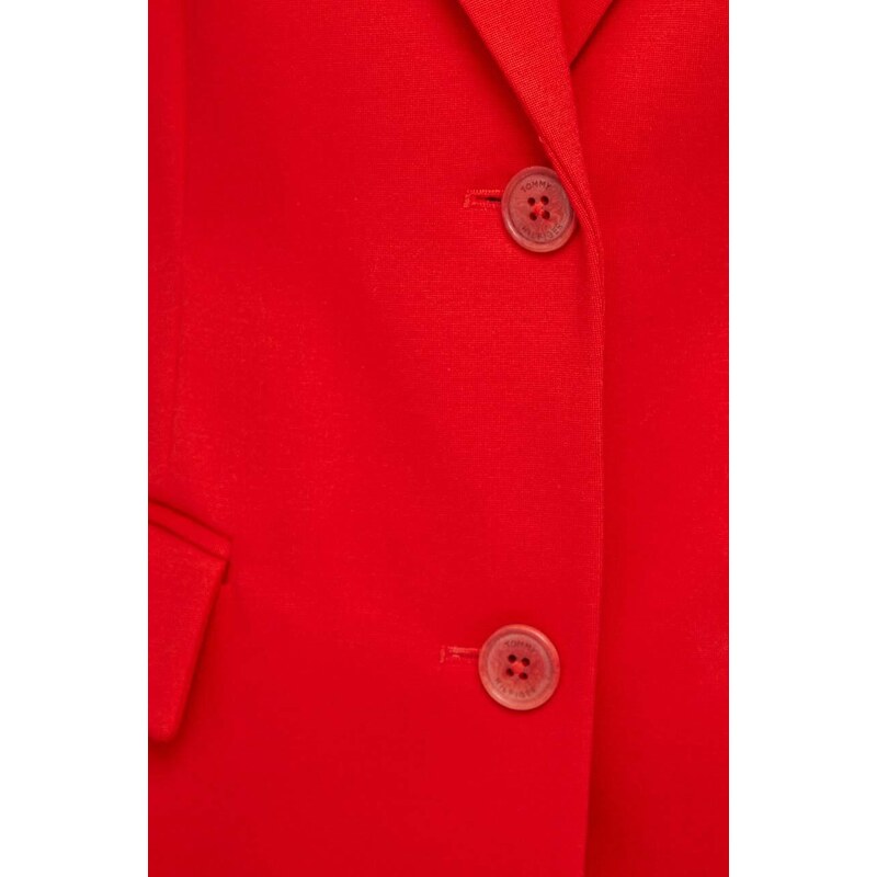 Sako Tommy Hilfiger červená farba,jednoradová,jednofarebná,WW0WW40341